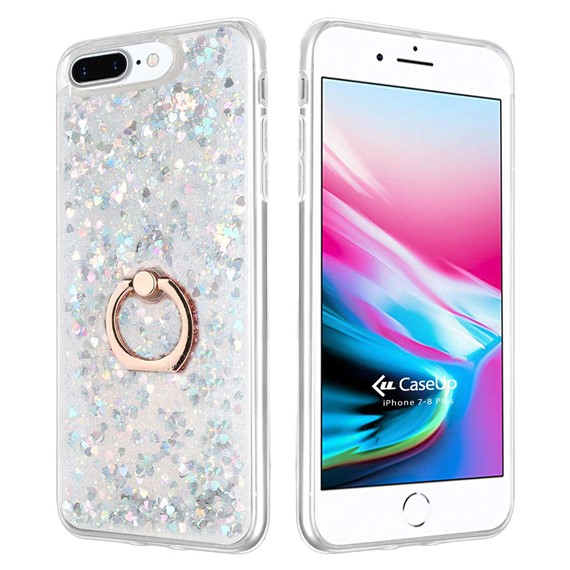 CaseUp Apple iPhone 8 Plus Kılıf Liquid Bling Gümüş 1